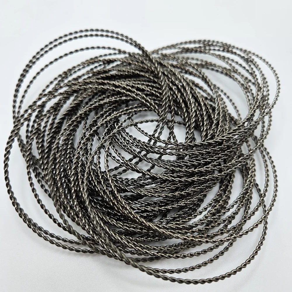 VINTAGE Gunmetal Twisted Interlocking Metal Chunky Statement Bangle Bracelet